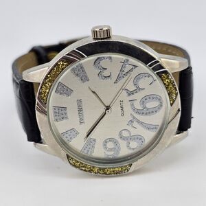 Terner Women's Watch 44MM Gray Dial Black‎ Faux Learther Bands New Battery